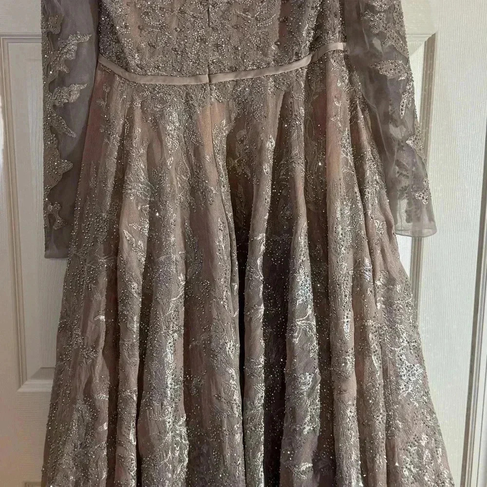 MAC DUGGAL Embellished Bow Belt Illusion Long Sleeve A Line Dress Style 20337 - Picture 7 of 7